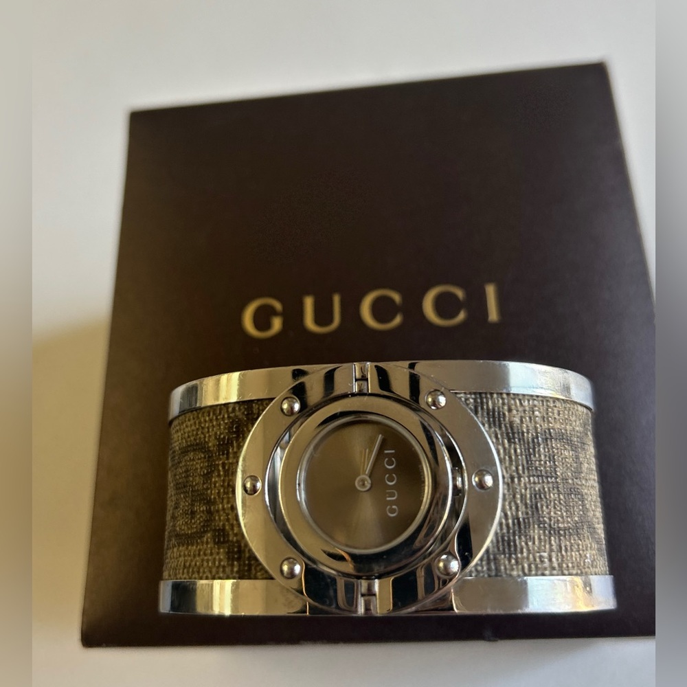 COPY - Gucci Brown Stainless Steel GG Canvas Twirl YA112425 Women's Wristwatch …